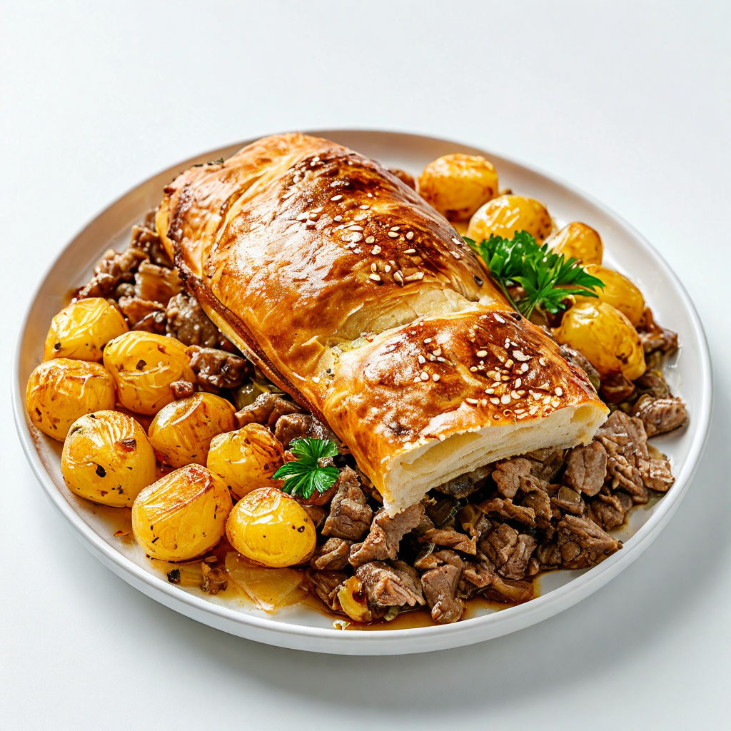 Кулебяка "мясо и картофель"