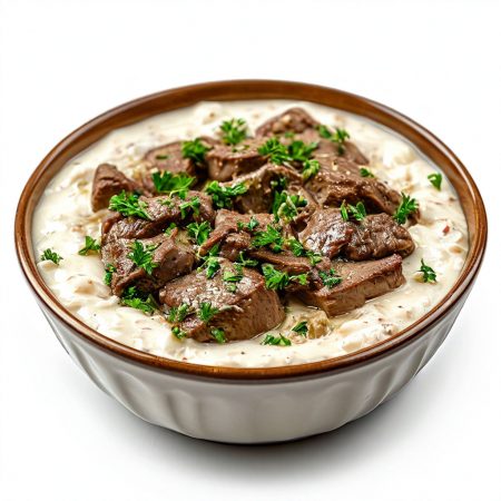 Куриная печень в сметанном соусе