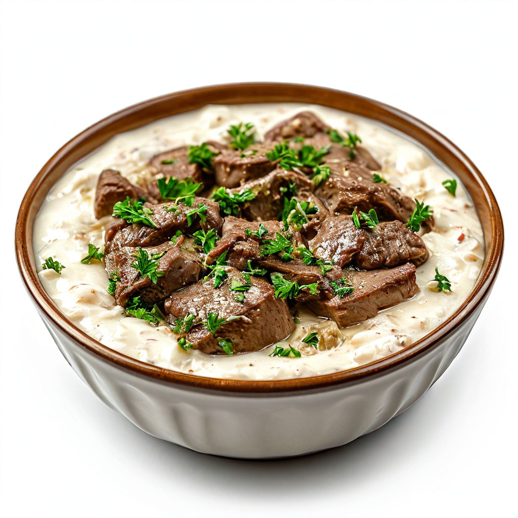 Куриная печень в сметанном соусе